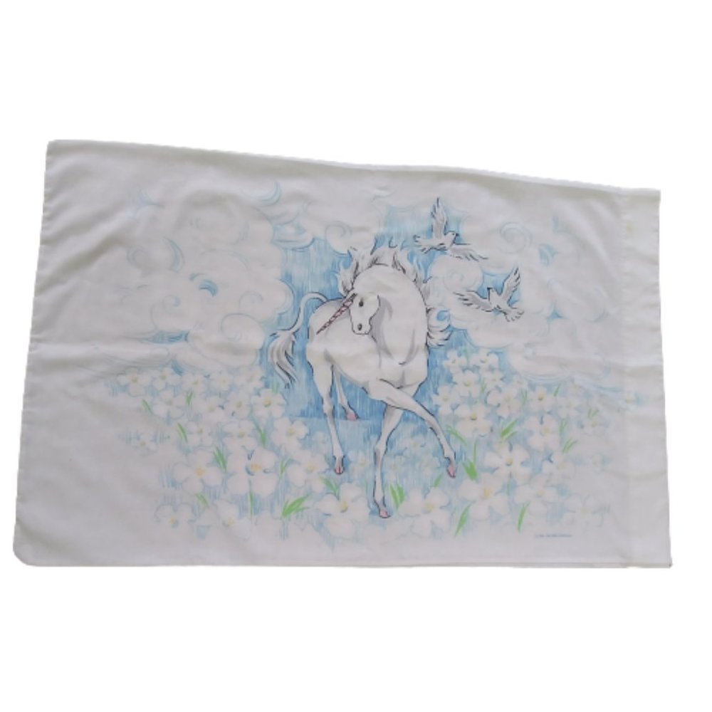 Two Vintage 1985 The Bibb Company Unicon in Flowers Two-sided Pillowcases